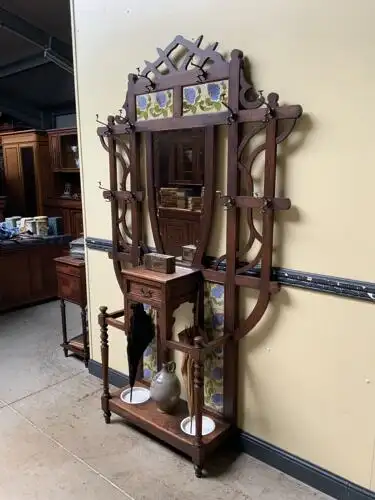 Antike Jugendstil Garderobe, Art Nouveau, Fliesen,         - Lieferung möglich! 4