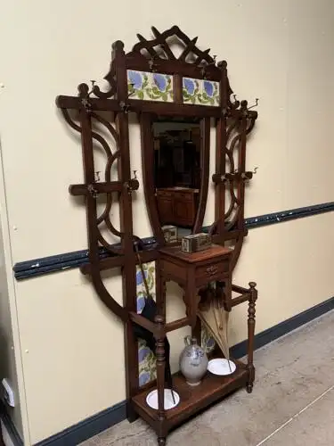 Antike Jugendstil Garderobe, Art Nouveau, Fliesen,         - Lieferung möglich! 5