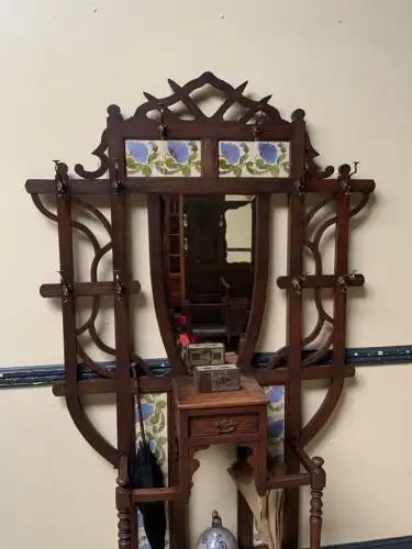 Antike Jugendstil Garderobe, Art Nouveau, Fliesen,         - Lieferung möglich! 7
