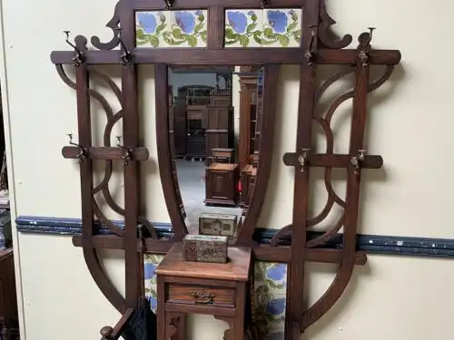 Antike Jugendstil Garderobe, Art Nouveau, Fliesen,         - Lieferung möglich! 9