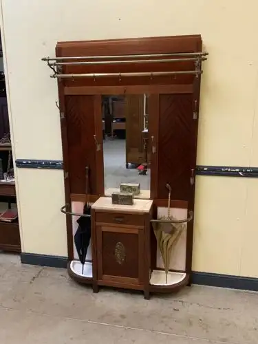 Antike Art Deco Mahagoni Garderobe mit Schrank und Schub - Lieferung möglich!