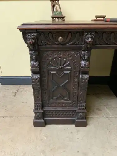 Antiker Gründerzeit Schreibtisch, Löwenköpfe - Lieferung möglich! 10