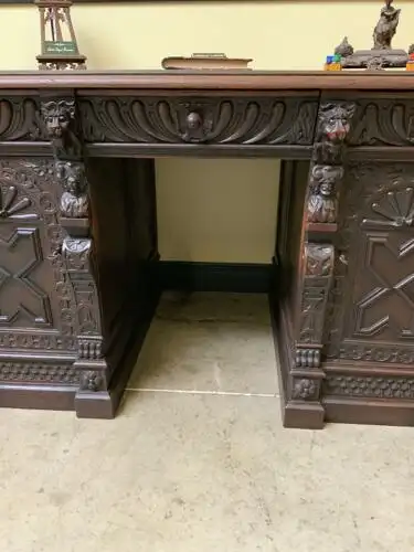 Antiker Gründerzeit Schreibtisch, Löwenköpfe - Lieferung möglich! 11