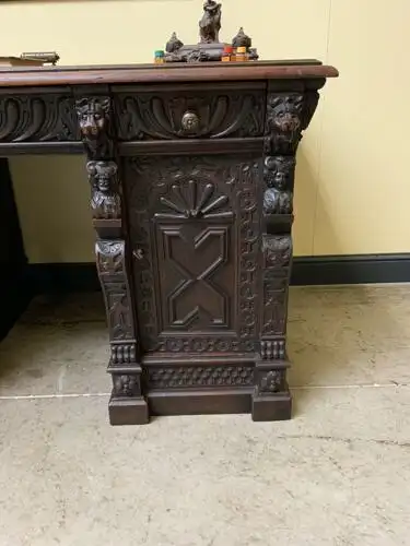 Antiker Gründerzeit Schreibtisch, Löwenköpfe - Lieferung möglich! 12