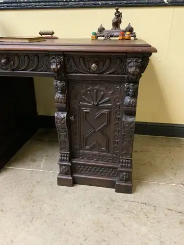 Antiker Gründerzeit Schreibtisch, Löwenköpfe - Lieferung möglich! 13