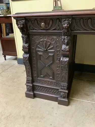 Antiker Gründerzeit Schreibtisch, Löwenköpfe - Lieferung möglich! 15