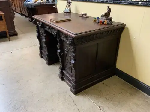 Antiker Gründerzeit Schreibtisch, Löwenköpfe - Lieferung möglich! 6