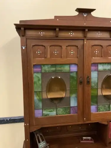 Antiker Jugendstil Schreibtisch, Buntglas, Art Nouveau -  Lieferung möglich!