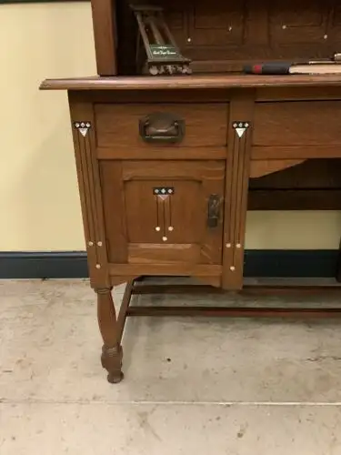 Antiker Jugendstil Schreibtisch, Buntglas, Art Nouveau -  Lieferung möglich!