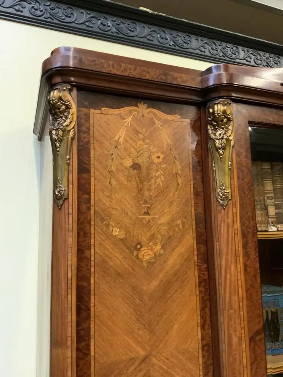 Antik - Bücherschrank, Vitrine, Intarsien - Jugendstil -  Lieferung möglich! 15