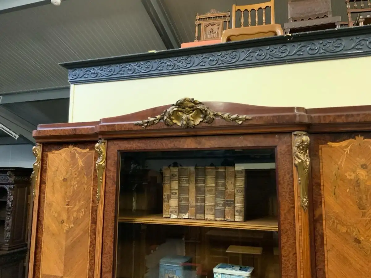 Antik - Bücherschrank, Vitrine, Intarsien - Jugendstil -  Lieferung möglich! 19