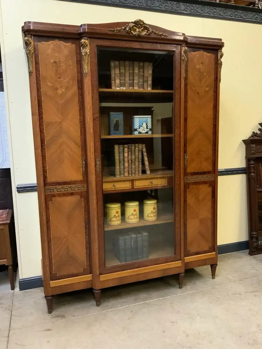 Antik - Bücherschrank, Vitrine, Intarsien - Jugendstil -  Lieferung möglich! 5