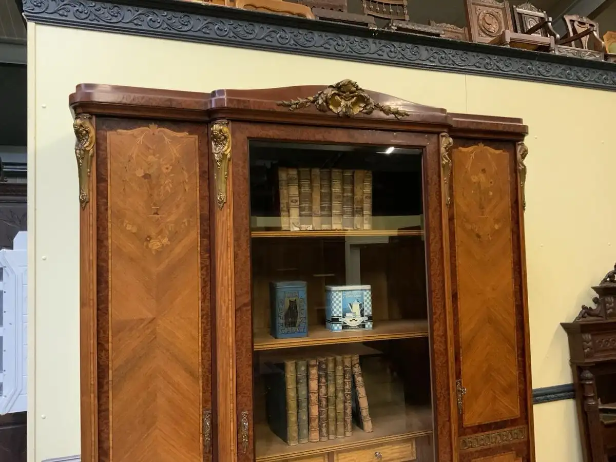 Antik - Bücherschrank, Vitrine, Intarsien - Jugendstil -  Lieferung möglich! 7
