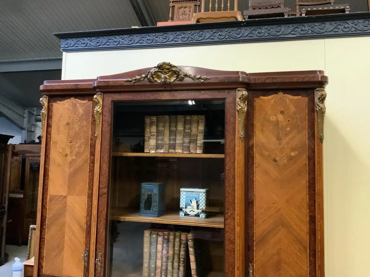 Antik - Bücherschrank, Vitrine, Intarsien - Jugendstil -  Lieferung möglich! 8