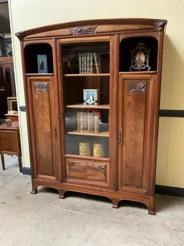 Antike Jugendstil Vitrine, Bücherschrank - Art Nouveau - Lieferung möglich!