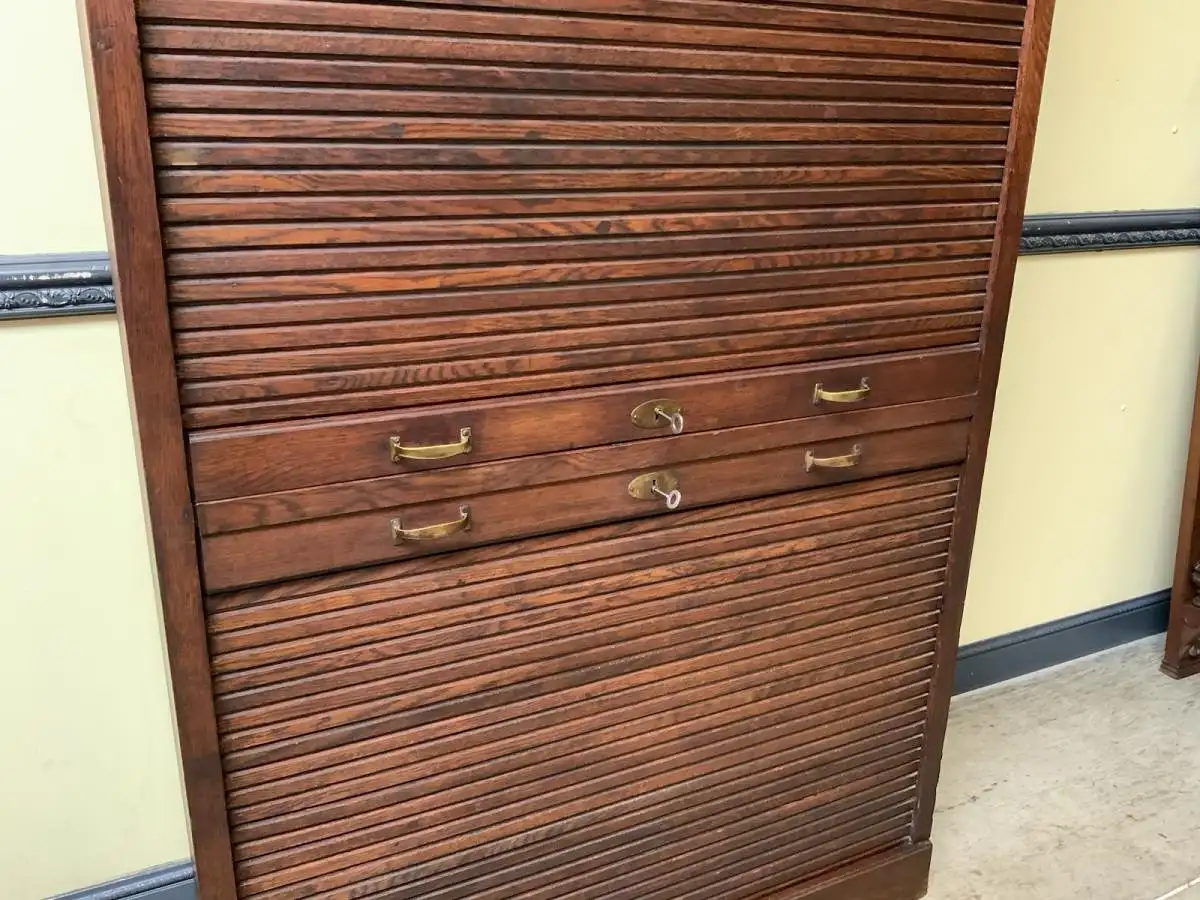 Antik - Rollladen Archiv Schrank, Bücherschrank -Jugendstil - Lieferung möglich! 14