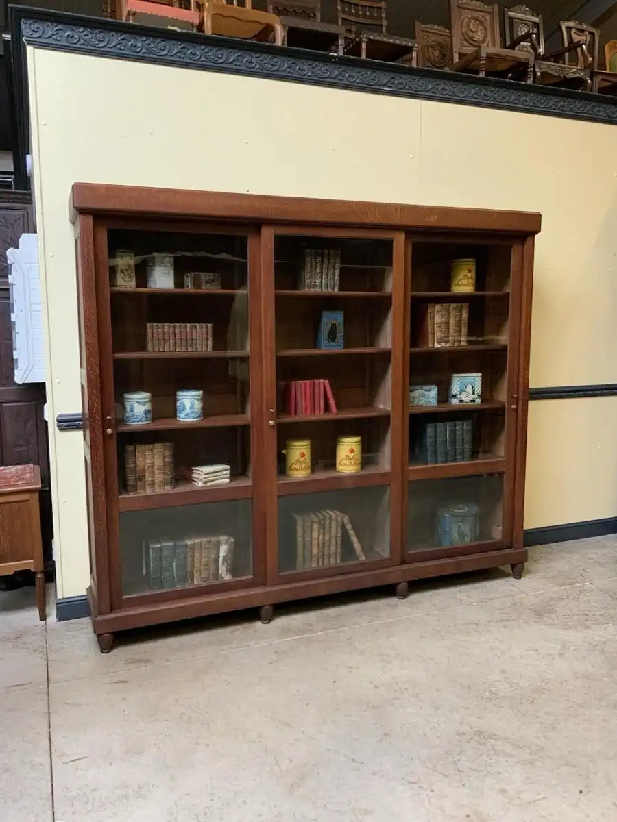 Antike Jugendstil Vitrine, Bücherschrank, - Schiebetüren - Lieferung möglich! 0