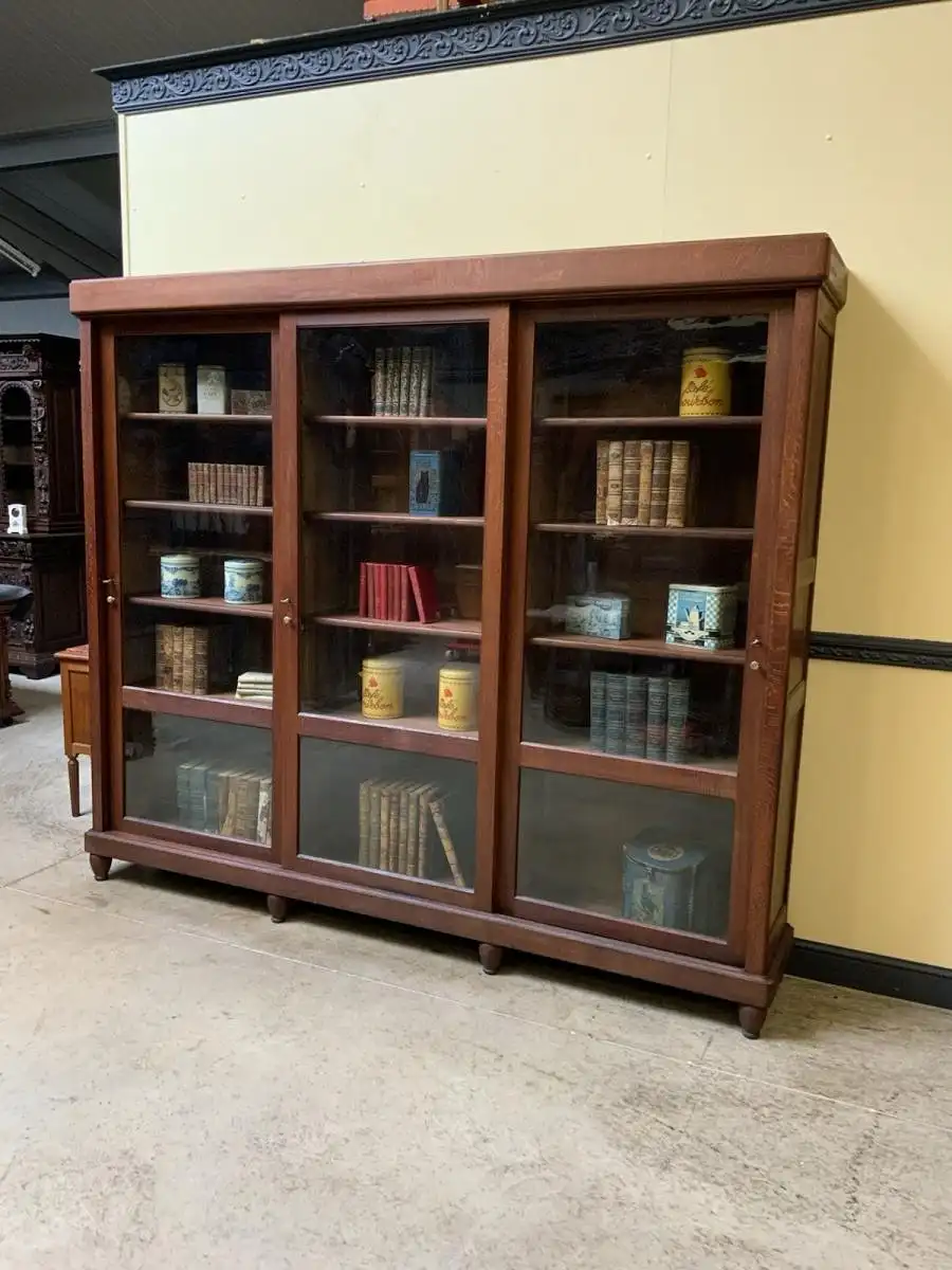 Antike Jugendstil Vitrine, Bücherschrank, - Schiebetüren - Lieferung möglich! 1