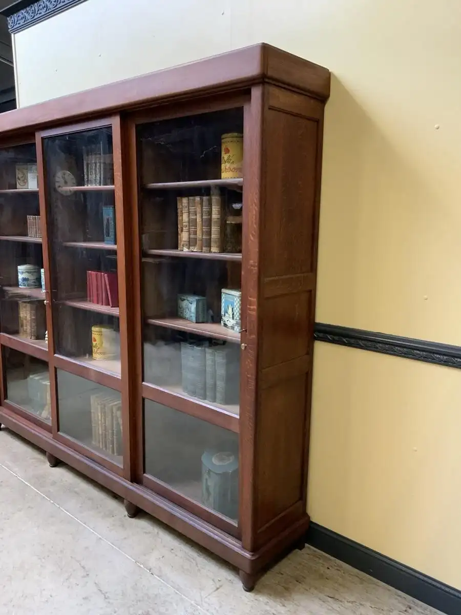 Antike Jugendstil Vitrine, Bücherschrank, - Schiebetüren - Lieferung möglich! 15