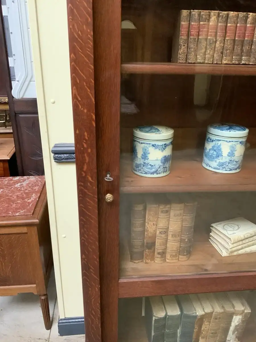 Antike Jugendstil Vitrine, Bücherschrank, - Schiebetüren - Lieferung möglich! 16