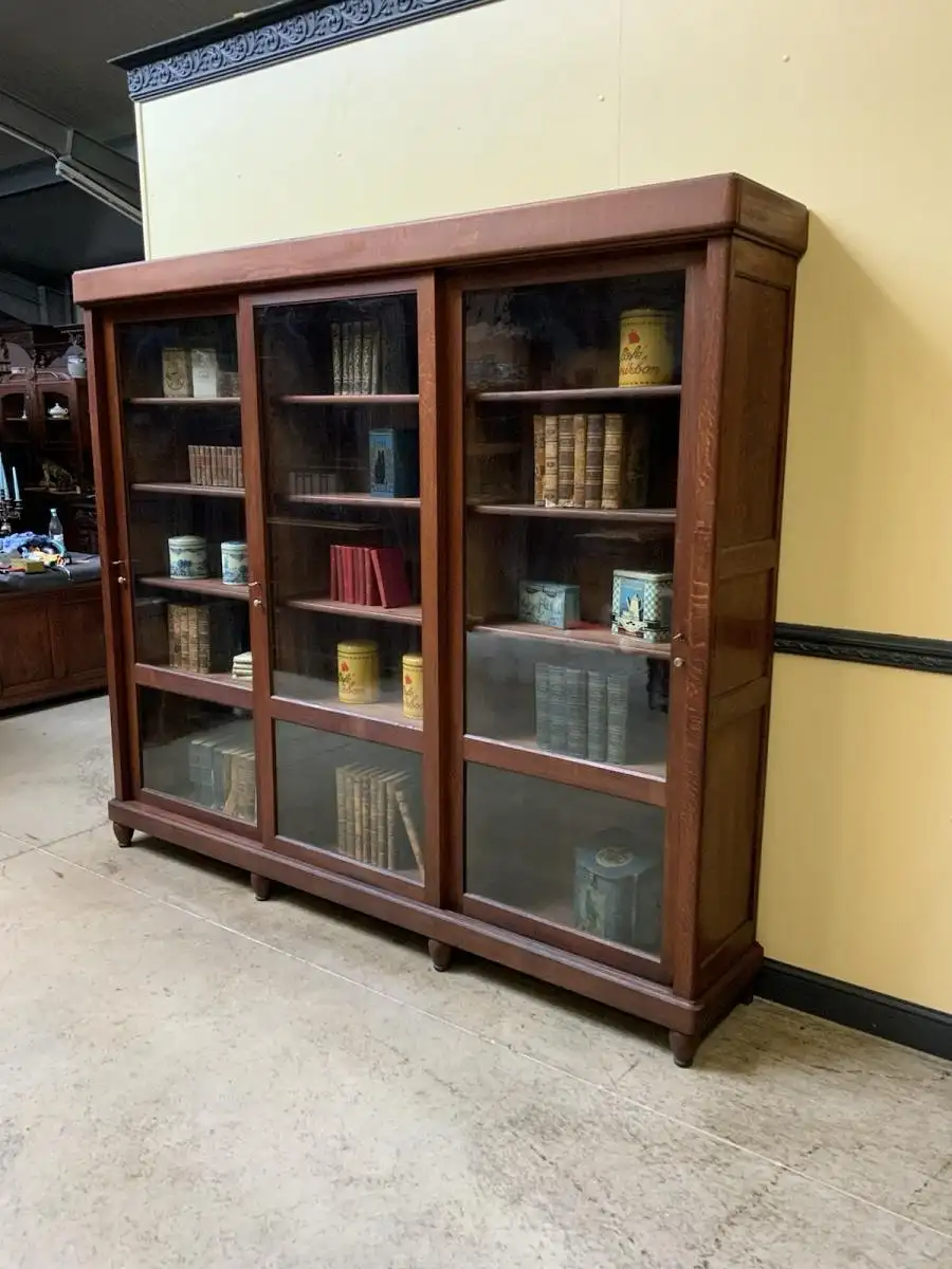 Antike Jugendstil Vitrine, Bücherschrank, - Schiebetüren - Lieferung möglich! 3