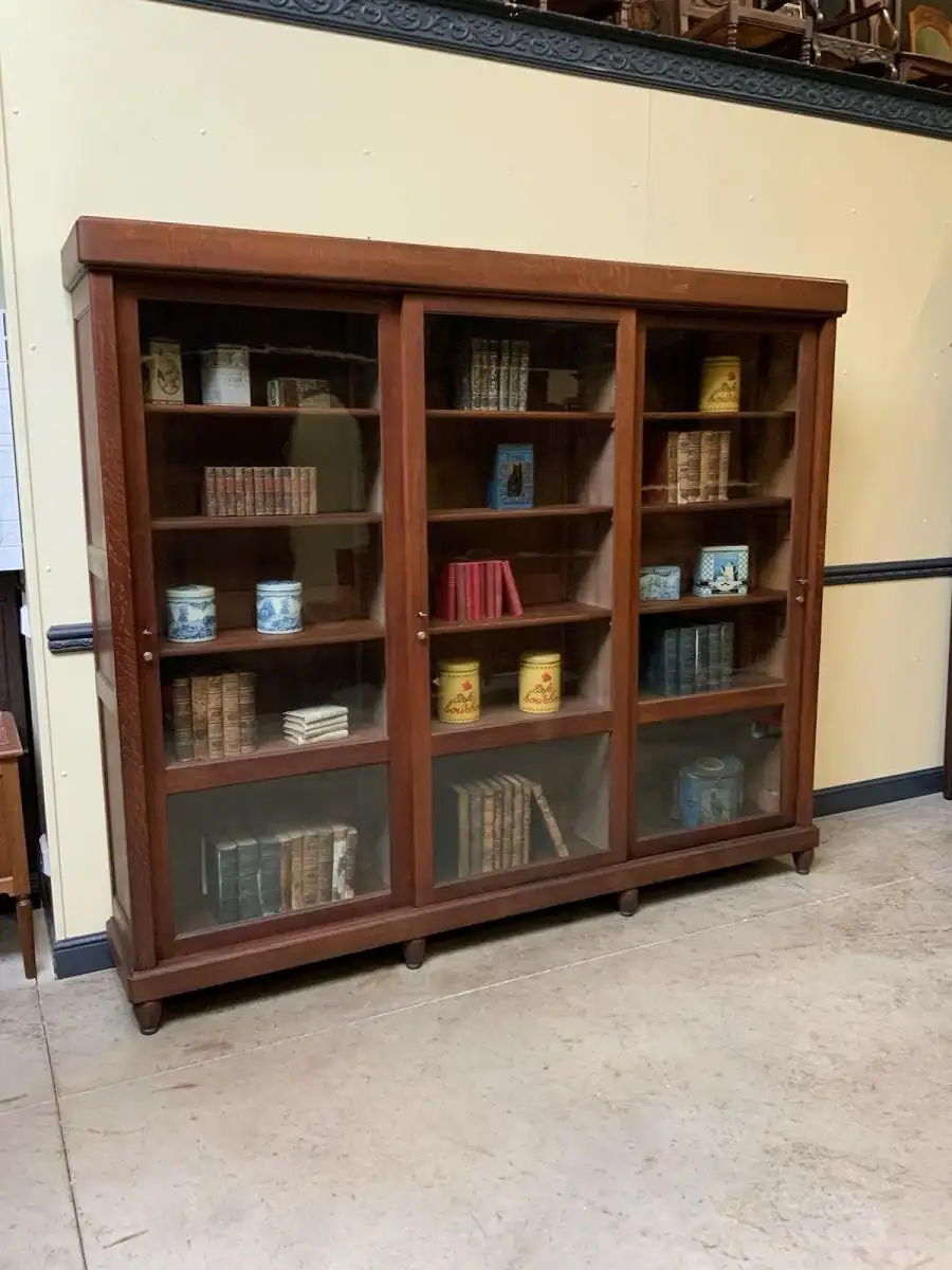 Antike Jugendstil Vitrine, Bücherschrank, - Schiebetüren - Lieferung möglich! 5