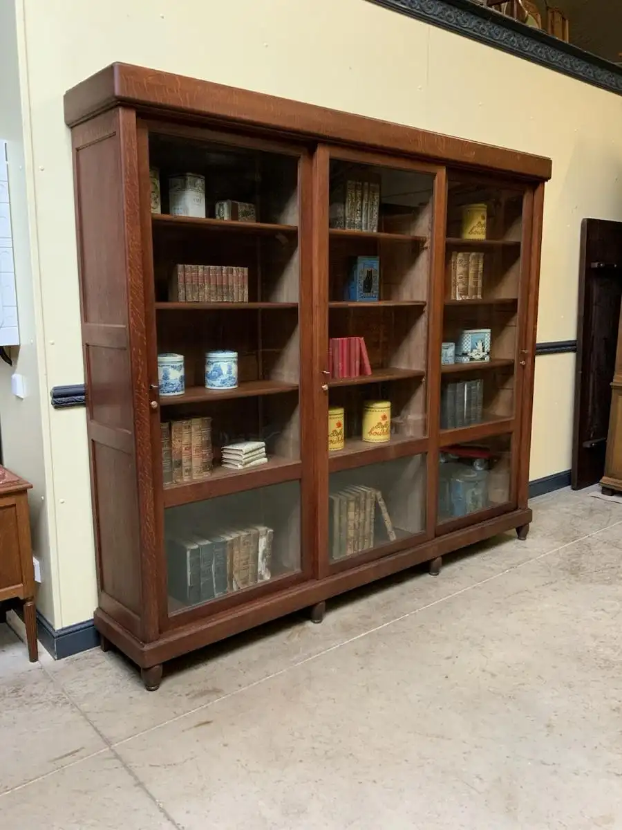 Antike Jugendstil Vitrine, Bücherschrank, - Schiebetüren - Lieferung möglich! 6