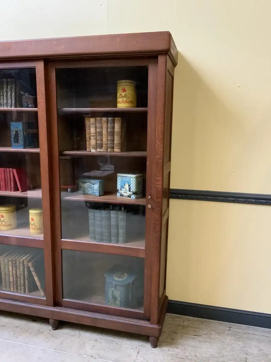 Antike Jugendstil Vitrine, Bücherschrank, - Schiebetüren - Lieferung möglich! 7