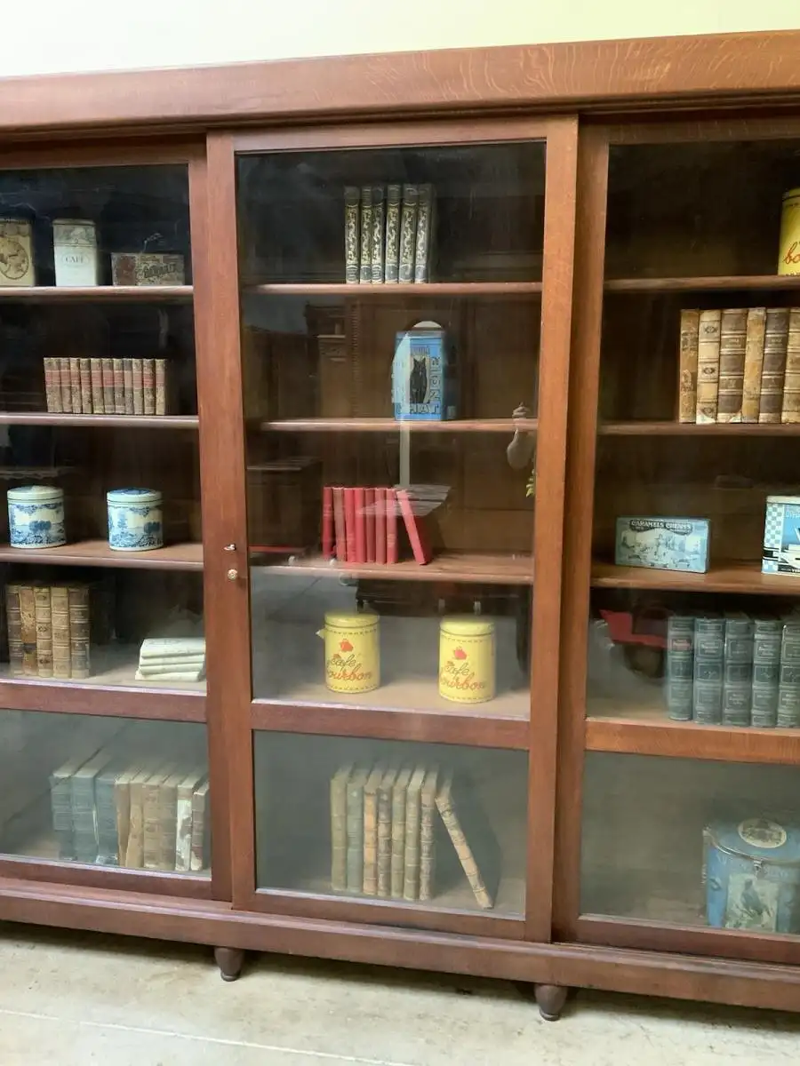 Antike Jugendstil Vitrine, Bücherschrank, - Schiebetüren - Lieferung möglich! 8