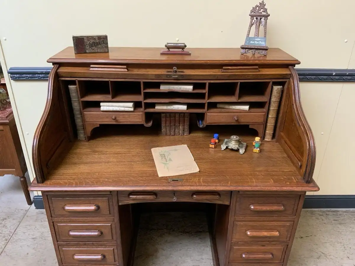 Antik -  Jugendstil Rolladen Schreibtisch - Lieferung möglich! 19
