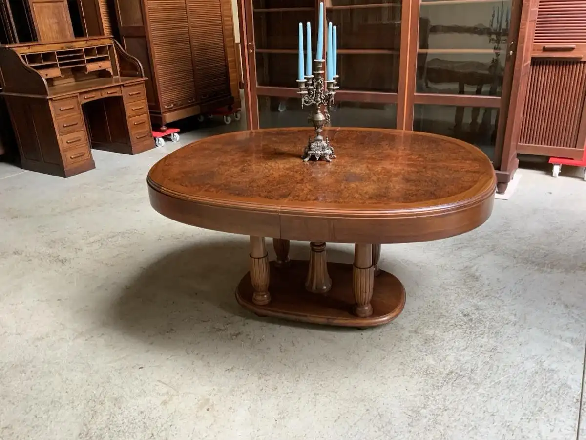 Antik - Ausziehtisch, Tisch, Nußbaum, oval - Art Deco - Lieferung möglich! 0