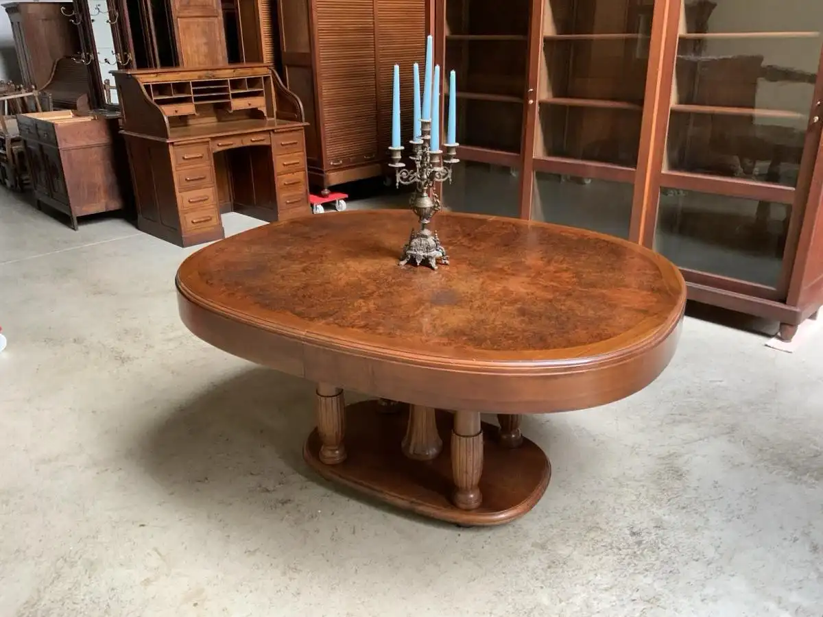 Antik - Ausziehtisch, Tisch, Nußbaum, oval - Art Deco - Lieferung möglich! 1