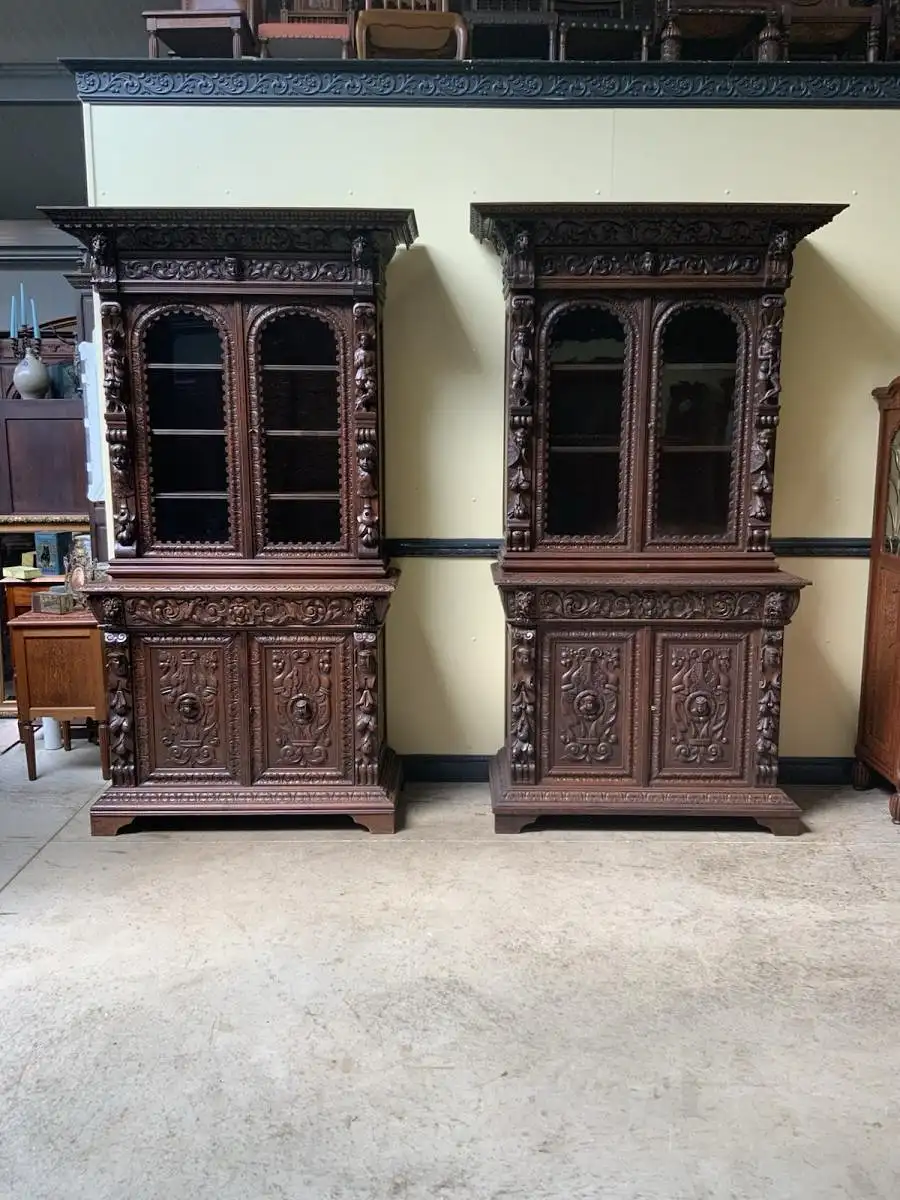 2 antike imposante  Gründerzeit Bücherschränke, Vitrinen - Lieferung möglich! 1