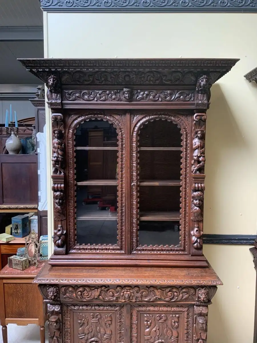 2 antike imposante  Gründerzeit Bücherschränke, Vitrinen - Lieferung möglich! 11