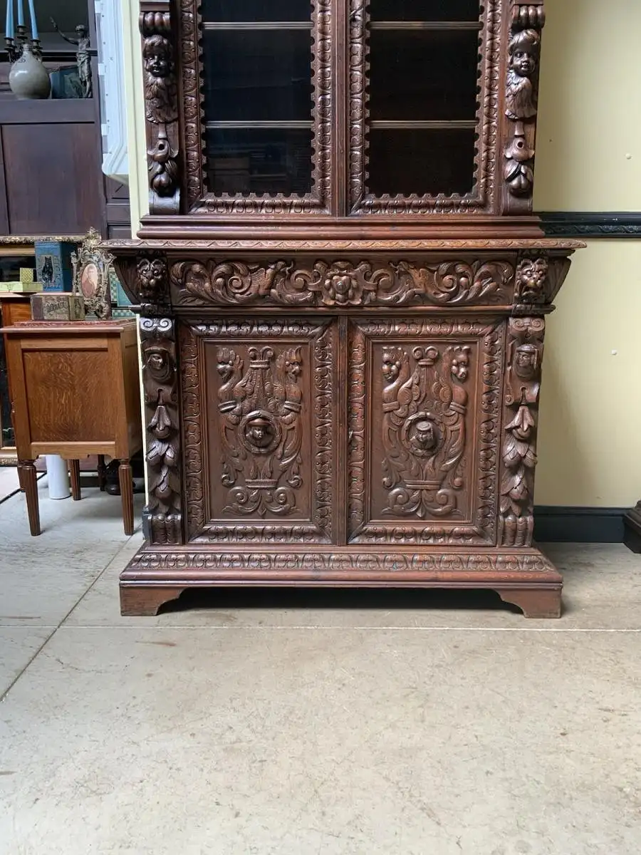 2 antike imposante  Gründerzeit Bücherschränke, Vitrinen - Lieferung möglich! 12