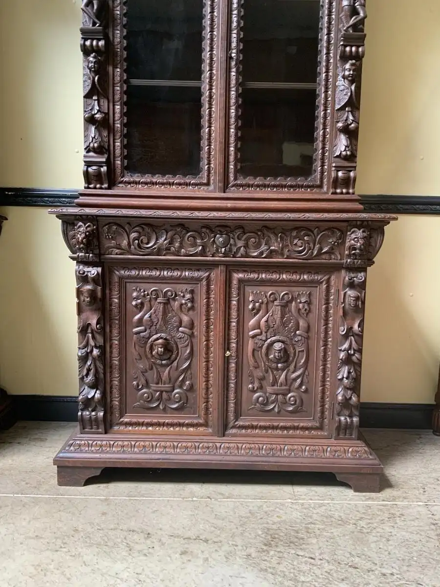 2 antike imposante  Gründerzeit Bücherschränke, Vitrinen - Lieferung möglich! 14