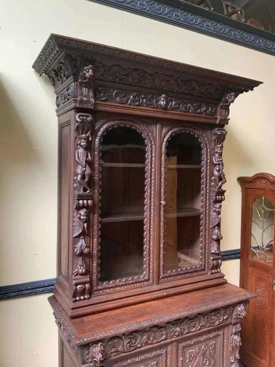 2 antike imposante  Gründerzeit Bücherschränke, Vitrinen - Lieferung möglich! 15