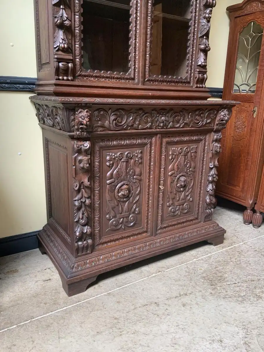 2 antike imposante  Gründerzeit Bücherschränke, Vitrinen - Lieferung möglich! 16