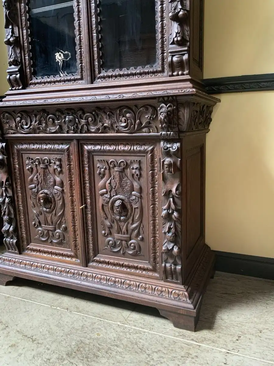 2 antike imposante  Gründerzeit Bücherschränke, Vitrinen - Lieferung möglich! 18