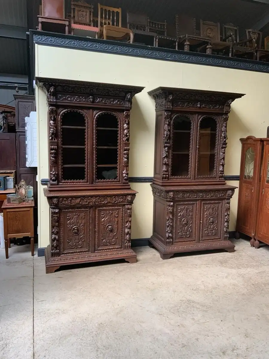 2 antike imposante  Gründerzeit Bücherschränke, Vitrinen - Lieferung möglich! 2