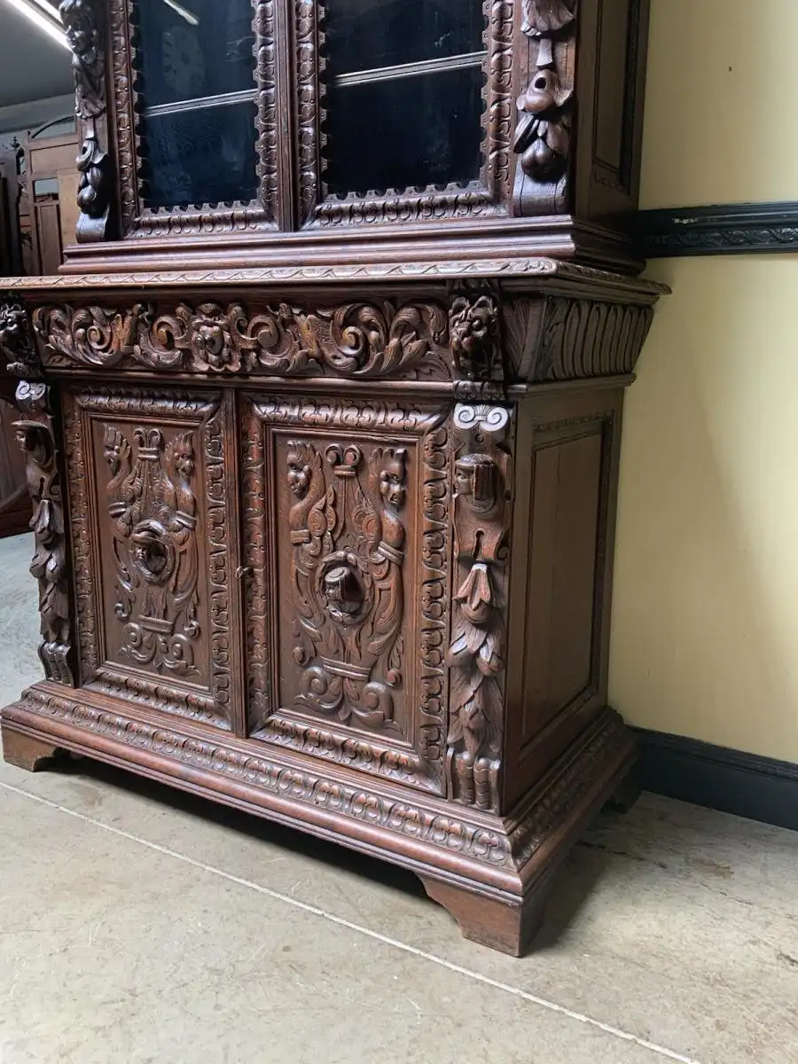 2 antike imposante  Gründerzeit Bücherschränke, Vitrinen - Lieferung möglich! 20