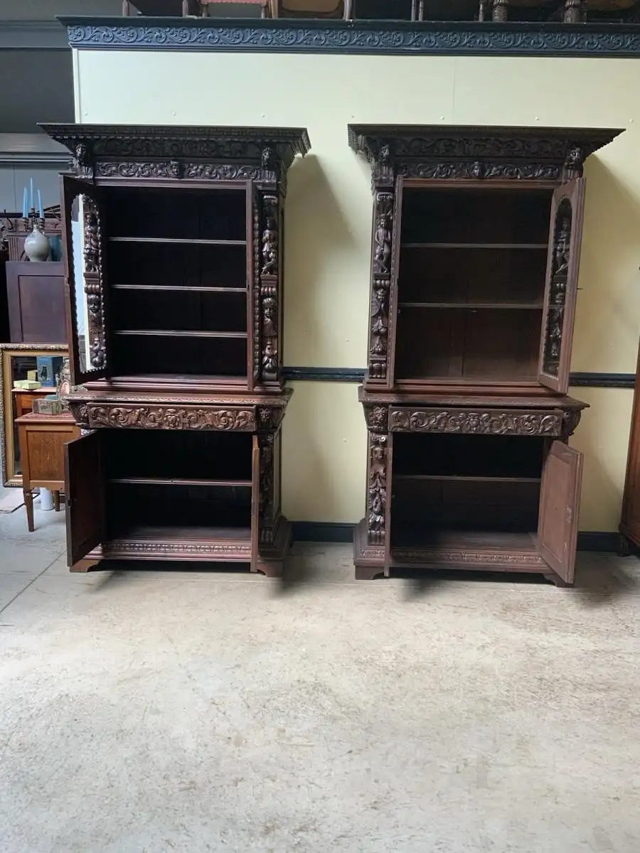 2 antike imposante  Gründerzeit Bücherschränke, Vitrinen - Lieferung möglich! 23