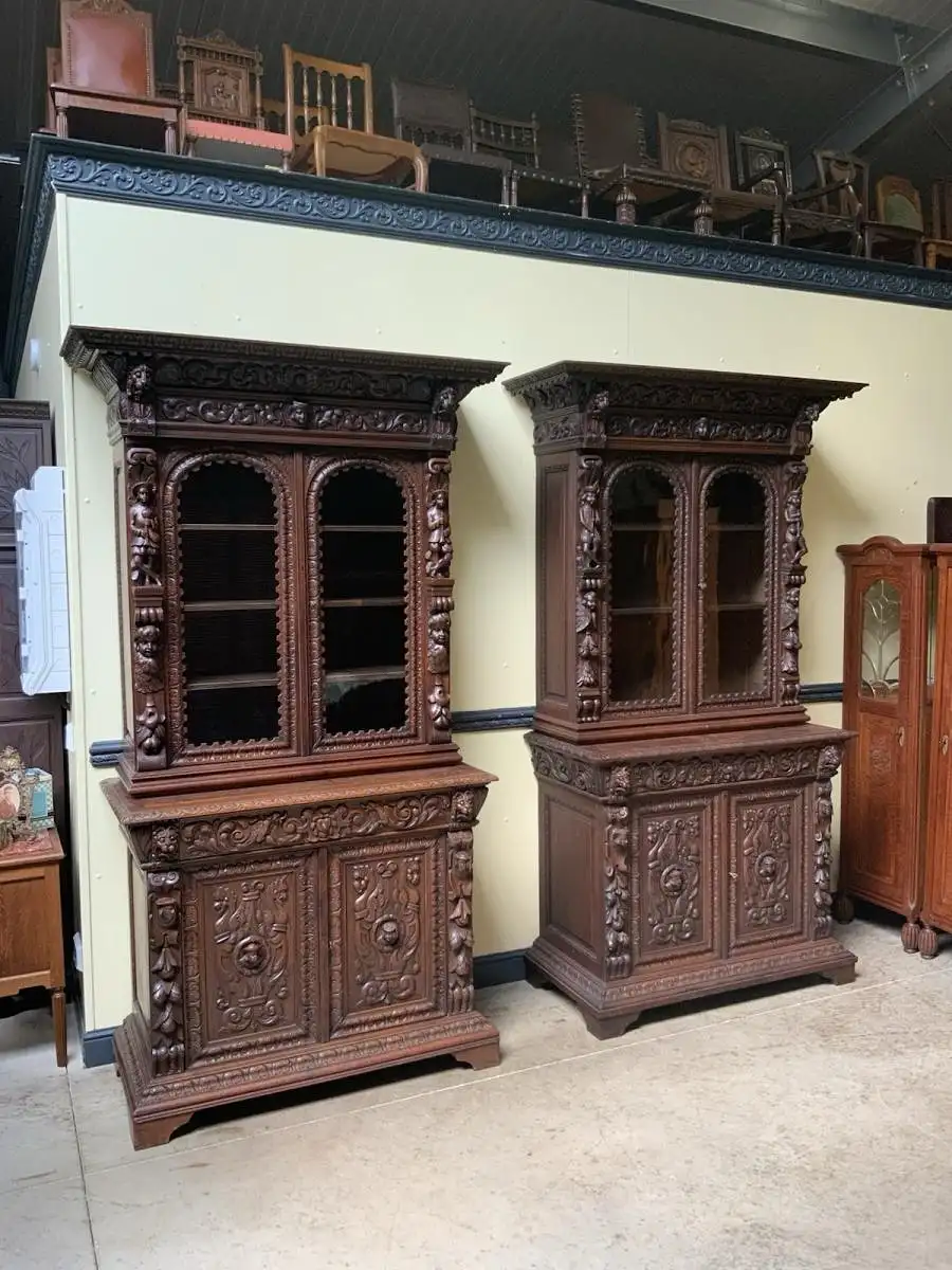 2 antike imposante  Gründerzeit Bücherschränke, Vitrinen - Lieferung möglich! 3