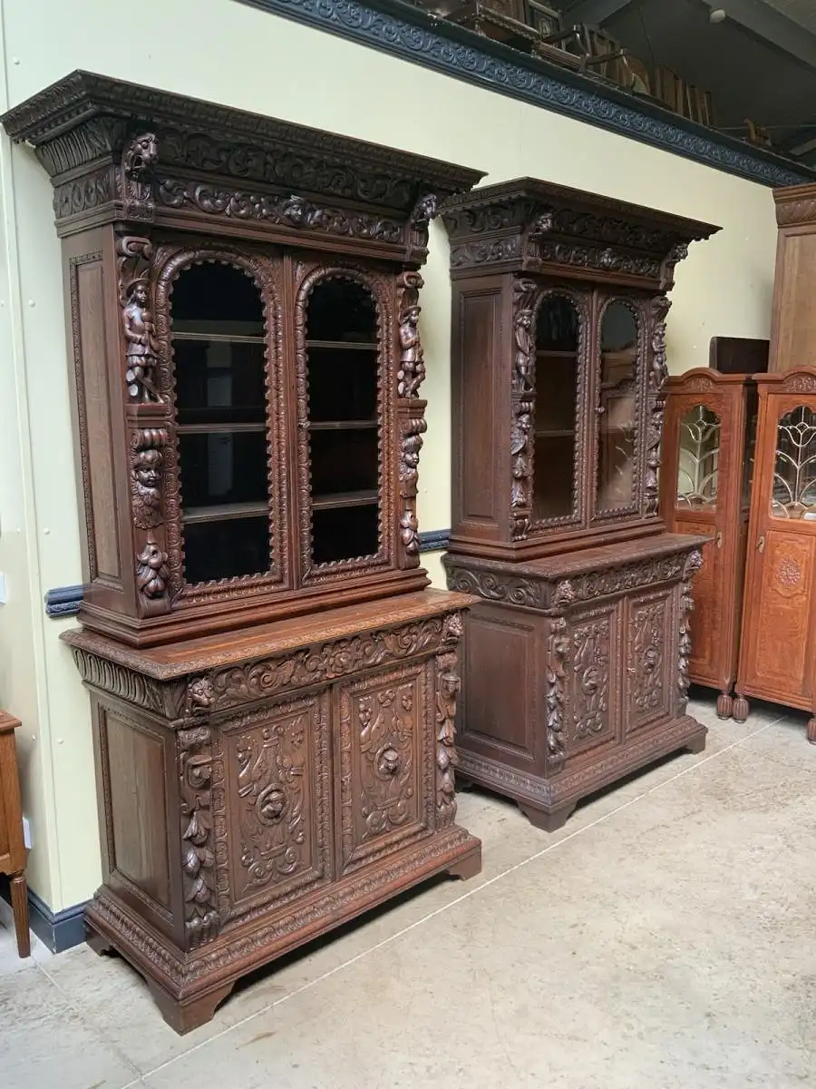 2 antike imposante  Gründerzeit Bücherschränke, Vitrinen - Lieferung möglich! 4