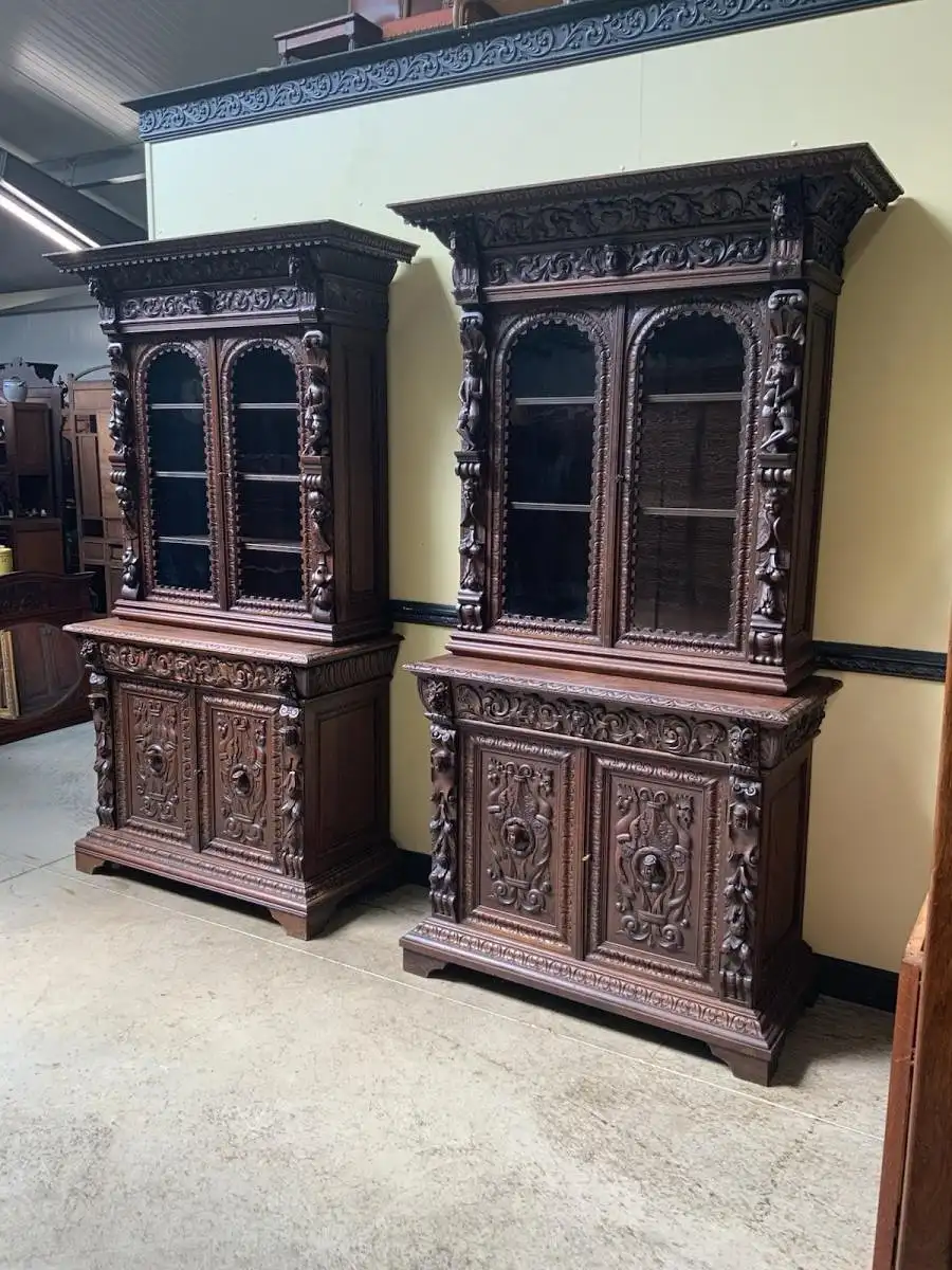 2 antike imposante  Gründerzeit Bücherschränke, Vitrinen - Lieferung möglich! 5