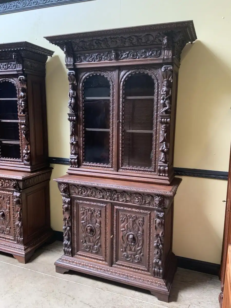 2 antike imposante  Gründerzeit Bücherschränke, Vitrinen - Lieferung möglich! 6