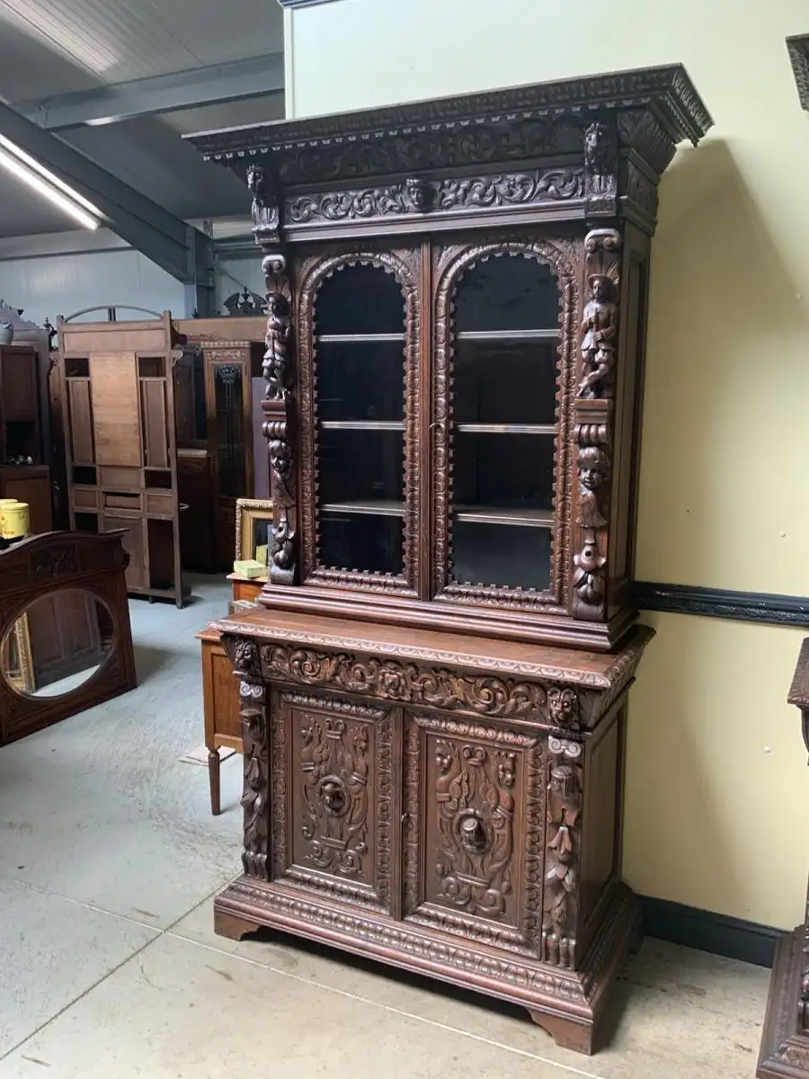 2 antike imposante  Gründerzeit Bücherschränke, Vitrinen - Lieferung möglich! 7