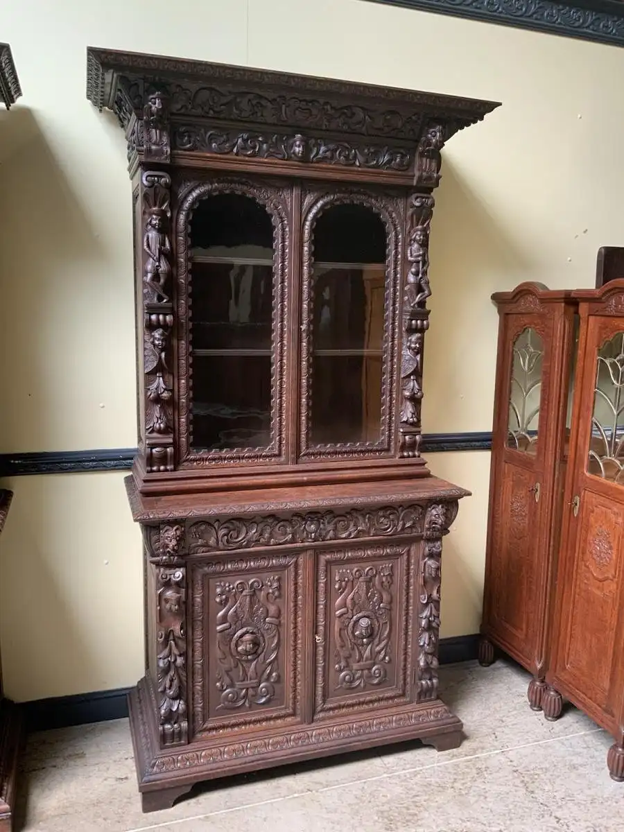 2 antike imposante  Gründerzeit Bücherschränke, Vitrinen - Lieferung möglich! 8