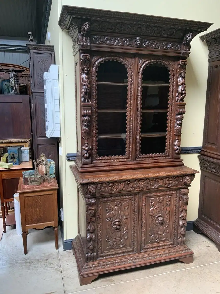 2 antike imposante  Gründerzeit Bücherschränke, Vitrinen - Lieferung möglich! 9