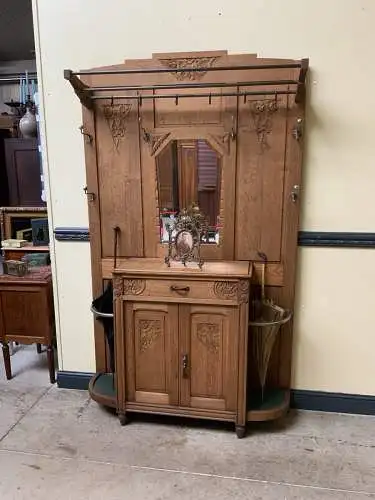 Antike Art Deco Garderobe mit  Schub und Schub -  Lieferung möglich!